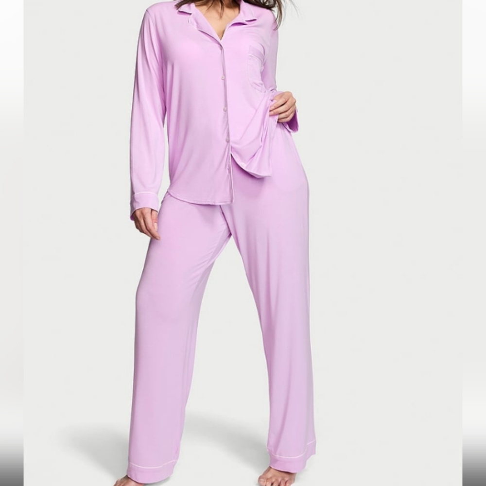 VICTORIA'S SECRET Purple Soft Modal Pajama VS Pants & Sleepshirt NWT Violet Suga